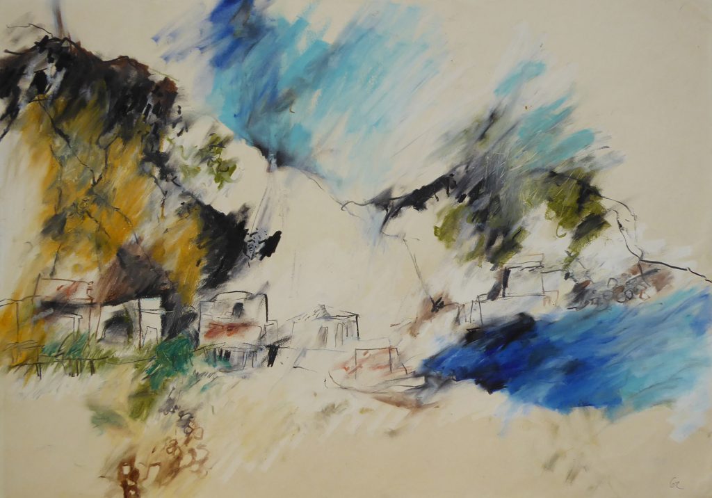Zeichnung Wachskreide "Chios III" von Hans-Jürgen Burggaller