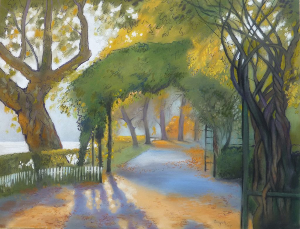 Pastell "Abendsonne am Lietzensee" Hans-Jürgen Burggaller