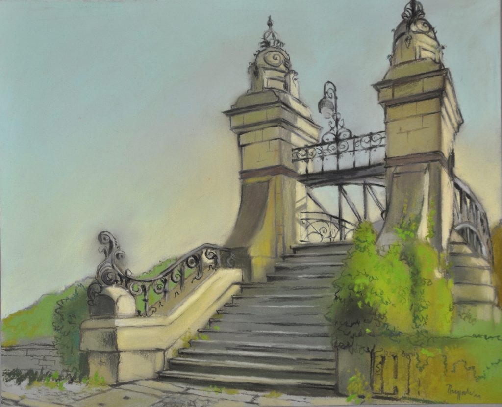 Pastell "Charlottenburg, Siemenssteig" Hans-Jürgen Burggaller