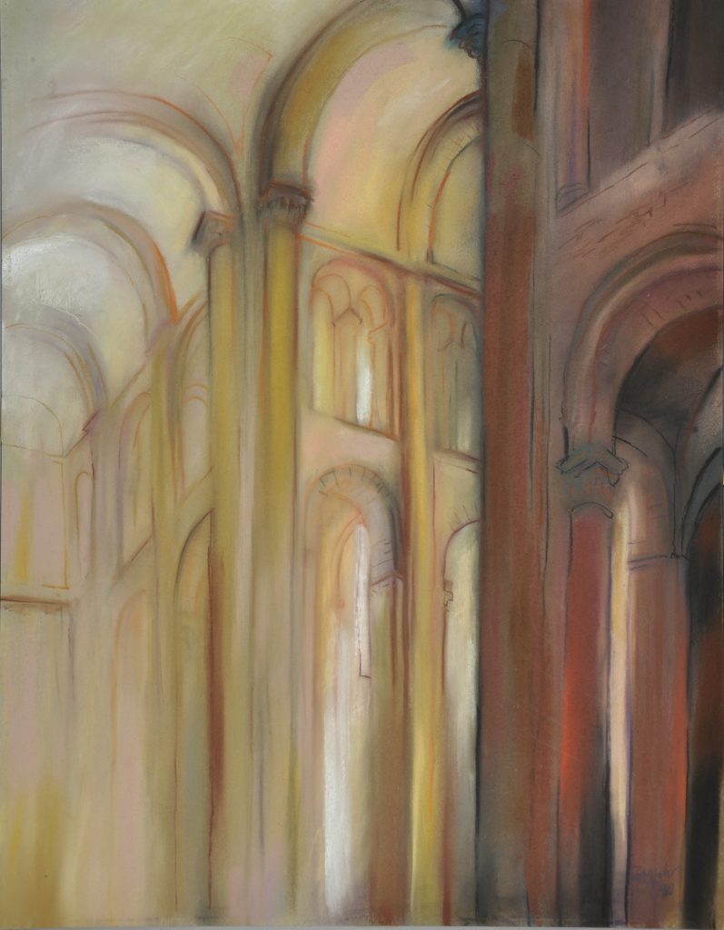 Pastell "Conques, Südfrankreich, St.Foy II" Hans-Jürgen Burggaller