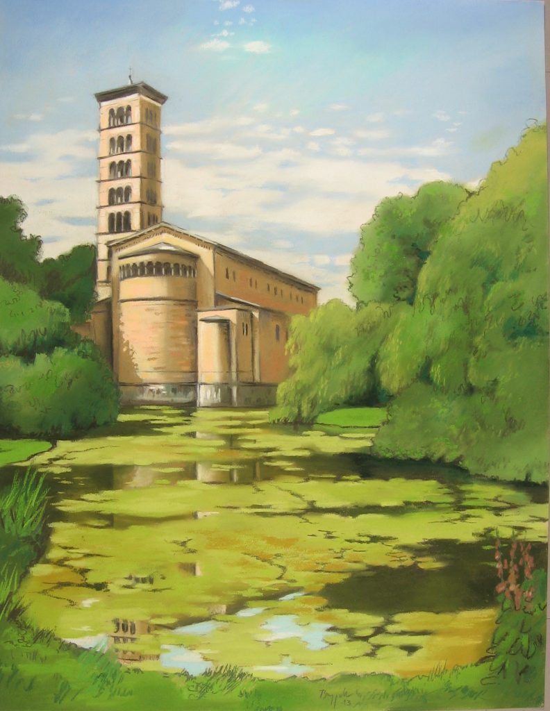 Pastell "Friedenskirche Potsdam" Hans-Jürgen Burggaller