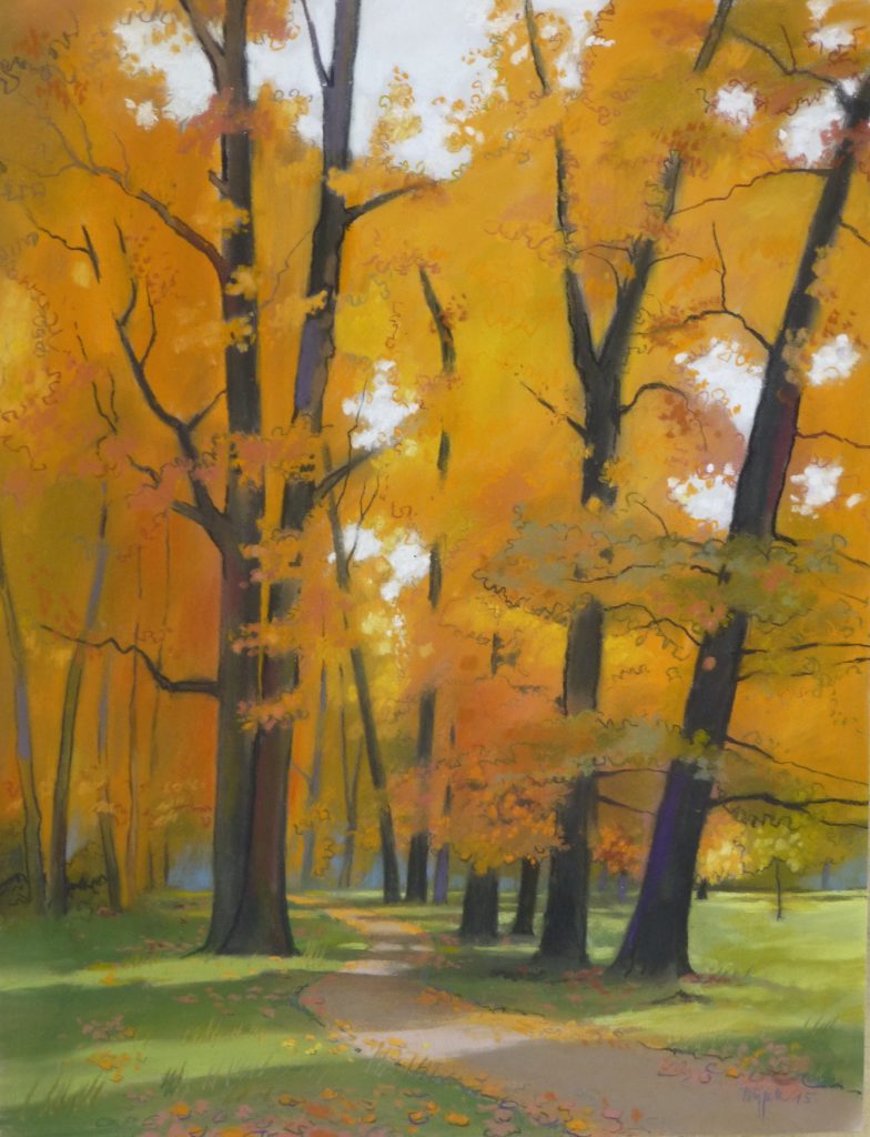 Pastell "SHerbst im Volkspark Glienicke" Hans-Jürgen Burggaller