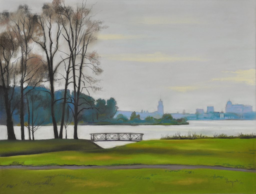 Pastell "Klein Gleinicke, Blick nach Potsdam" Hans-Jürgen Burggaller