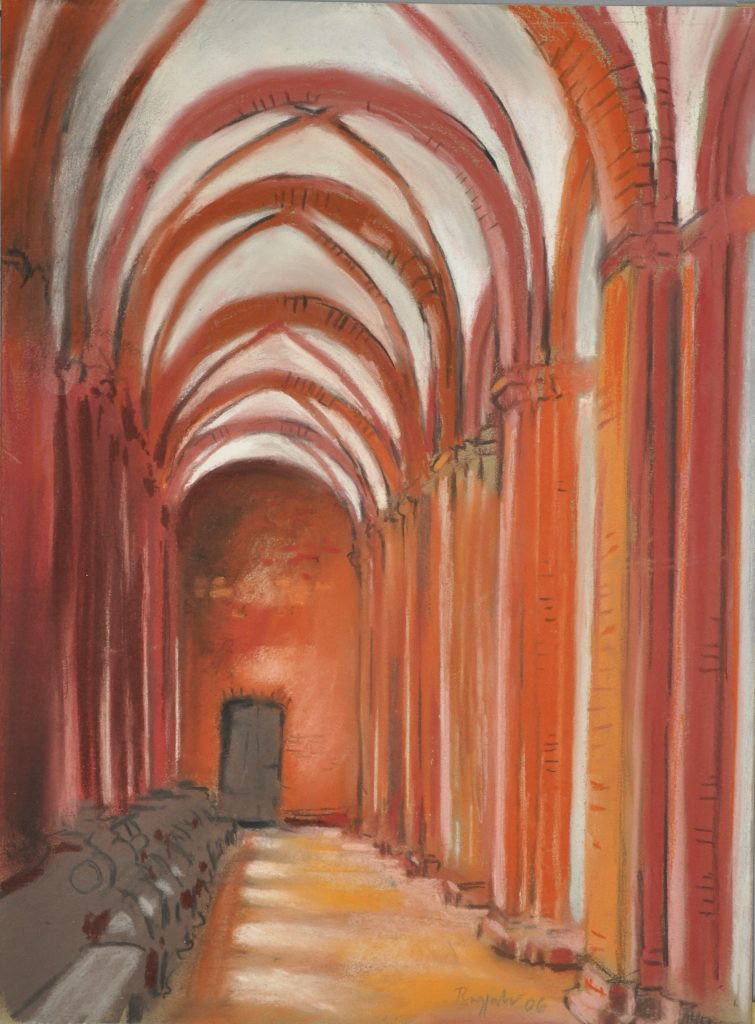 Pastell "Kloster Lehnin, Seitenschiff" Hans-Jürgen Burggaller