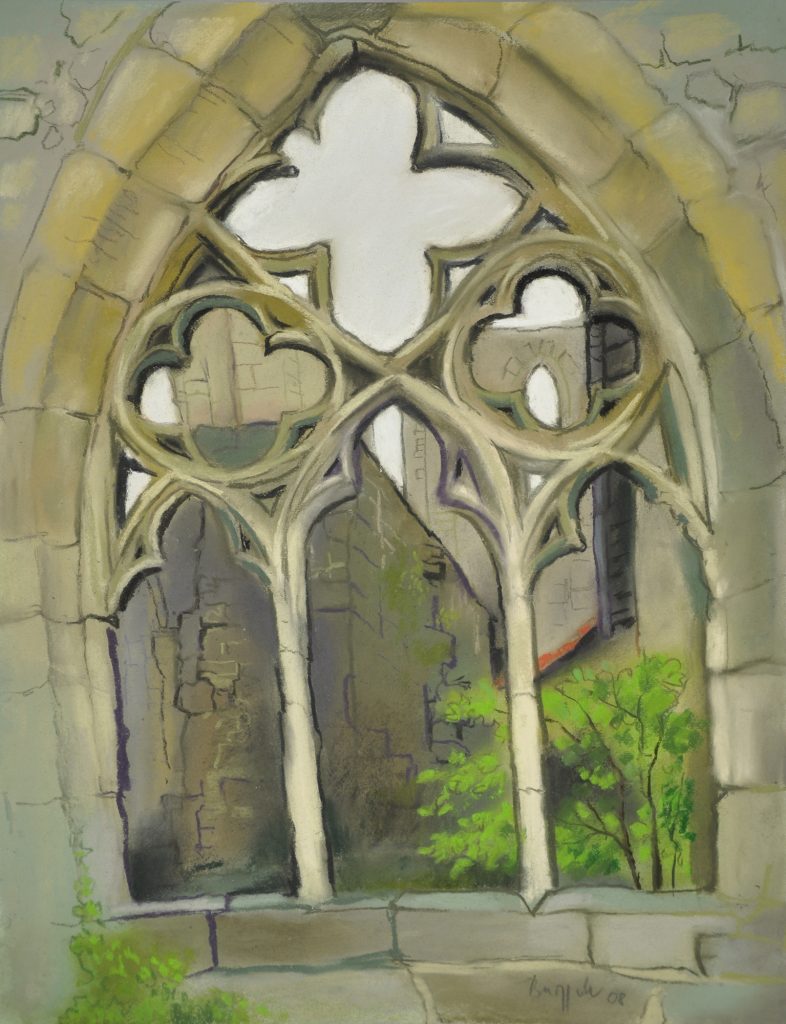 Pastell "Klosterrine Walkenried, Maßwerk" Hans-Jürgen Burggaller