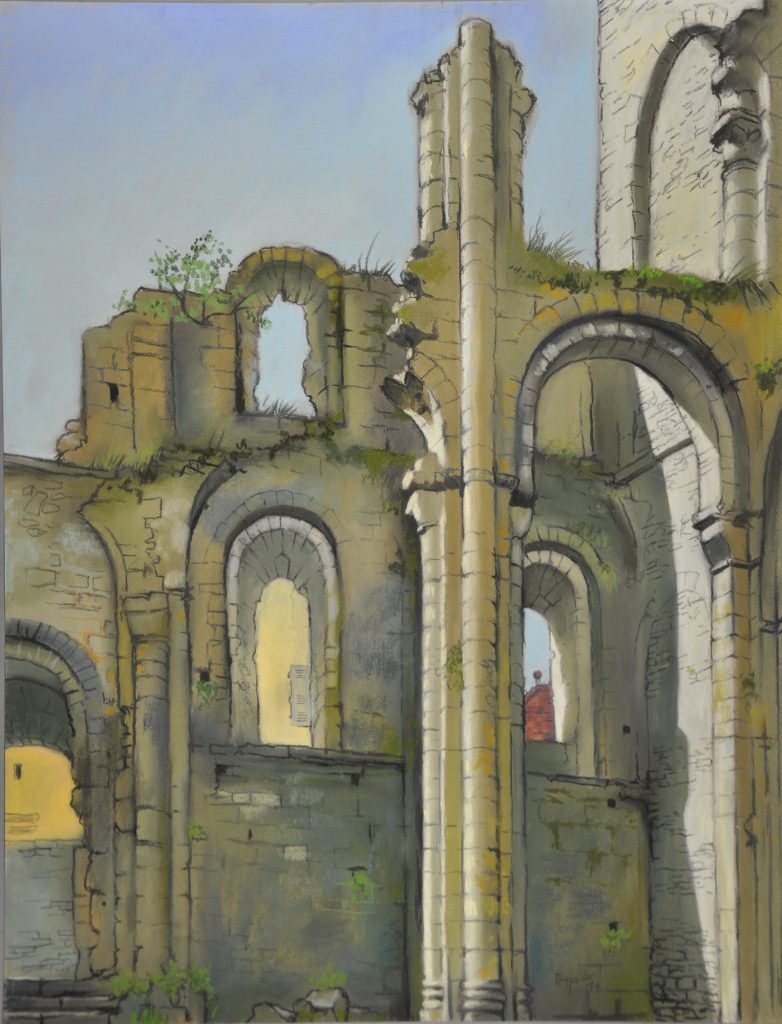 Pastell "Klosterruine Marcilhac II, Südfrankreich" Hans-Jürgen Burggaller