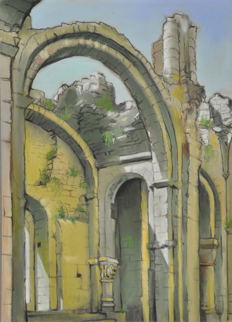 Pastell "Klosterruine Marcilhac IV, Südfrankreich" Hans-Jürgen Burggaller