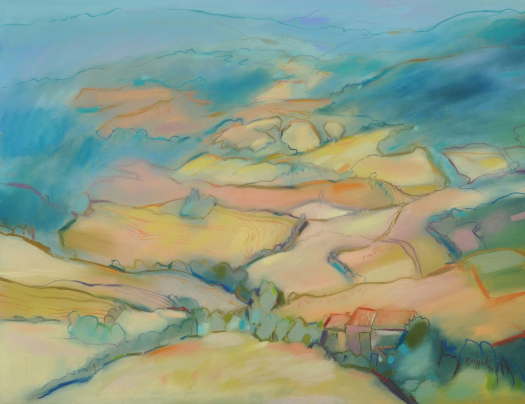 Pastell "Montescudaio, Toscana, Landschaft V" Hans-Jürgen Burggaller