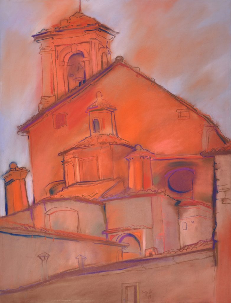Pastell "Panicale, Umbrien, S.Michele Ostansicht" Hans-Jürgen Burggaller