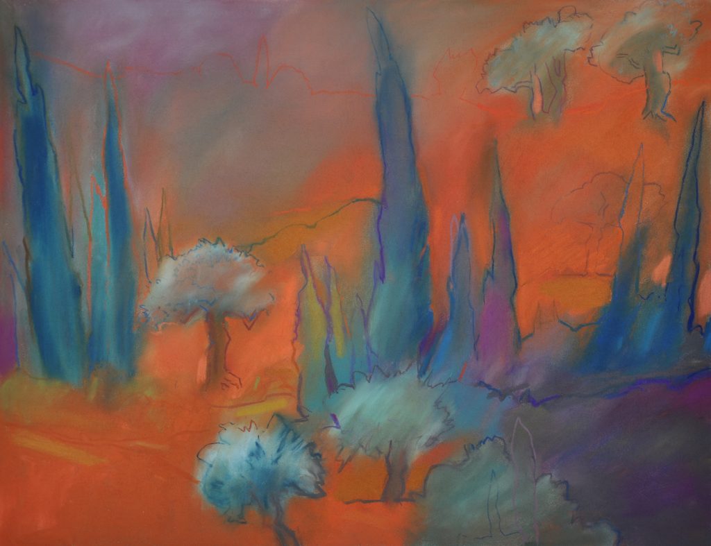 Pastell "Peloponnes im Landesinneren" Hans-Jürgen Burggaller