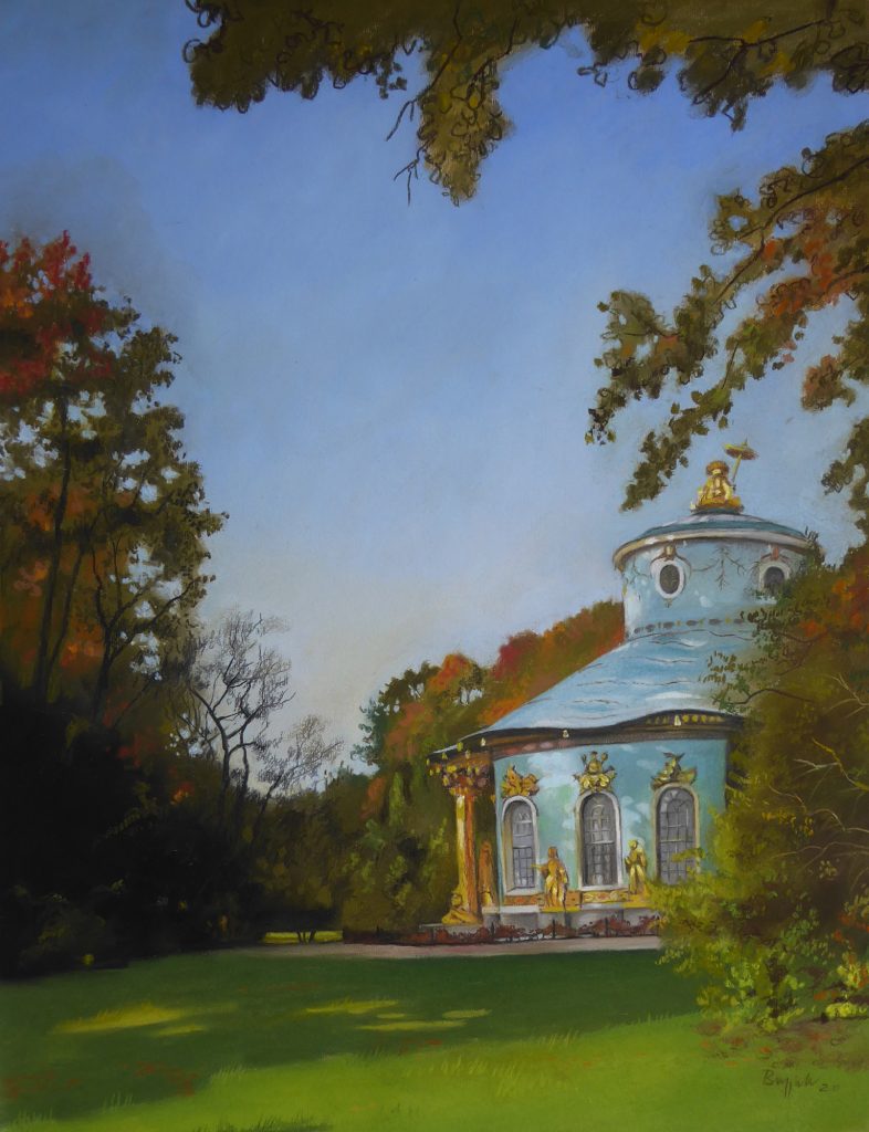 Pastell "Potsdam, Chinesisches Teehaus" Hans-Jürgen Burggaller