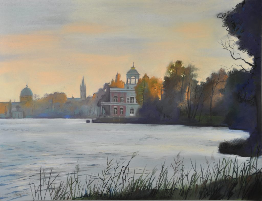 Pastell "Potsdam Heiliger See und Marmorpalais" Hans-Jürgen Burggaller
