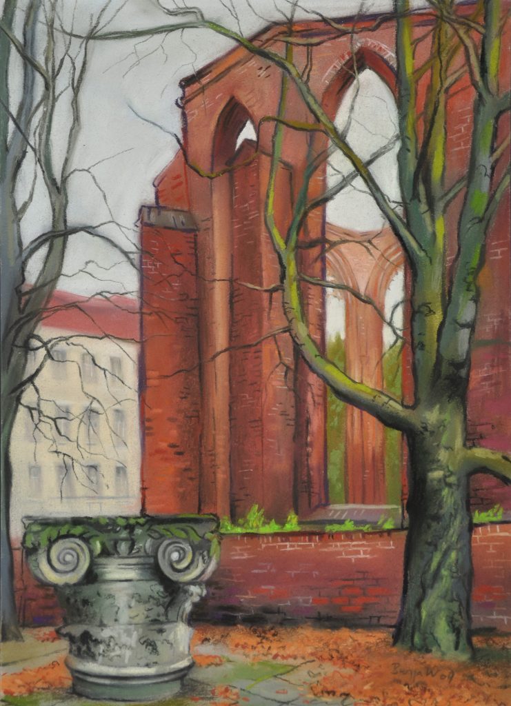 Pastell "Ruine Franziskaner Kloster, Berlin" Hans-Jürgen Burggaller