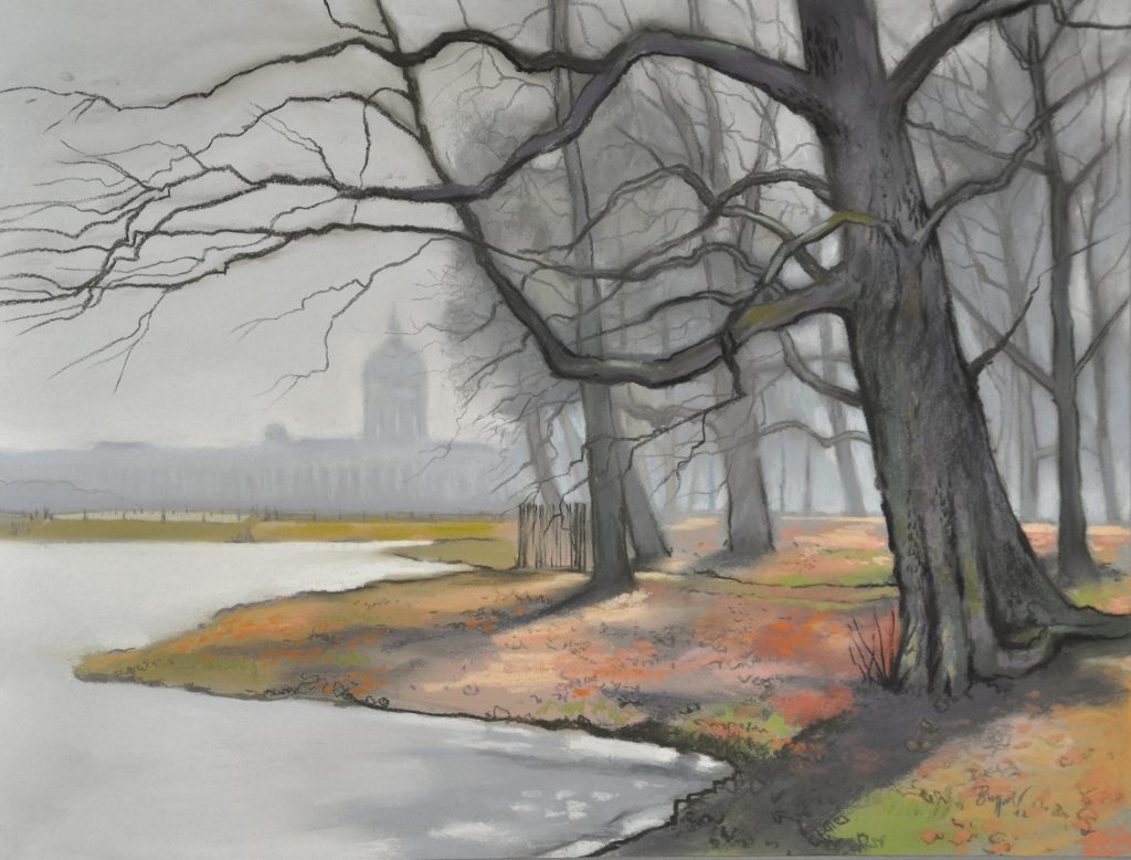 Pastell "Schloss Charlottenburg im Winterdunst" Hans-Jürgen Burggaller