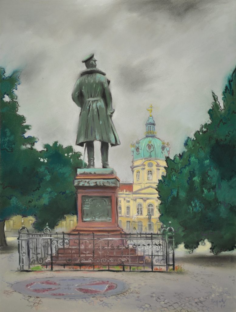 Pastell "Schloss Charlottenburg mit Denkmal Prinz Albrecht" Hans-Jürgen Burggaller