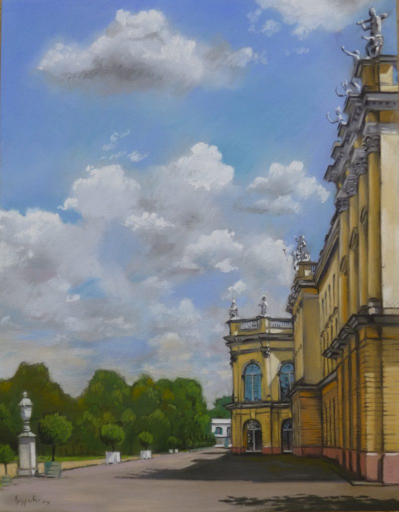 Pastell "Charlottenburg Schlossfassade stark verkürzt" Hans-Jürgen Burggaller
