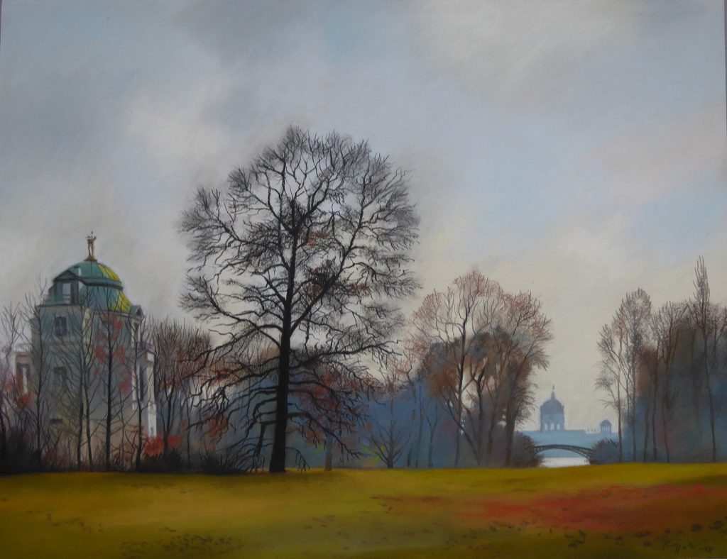 Pastell "Schlosspark Charlottenburg Belvedere herbstlich" Hans-Jürgen Burggaller