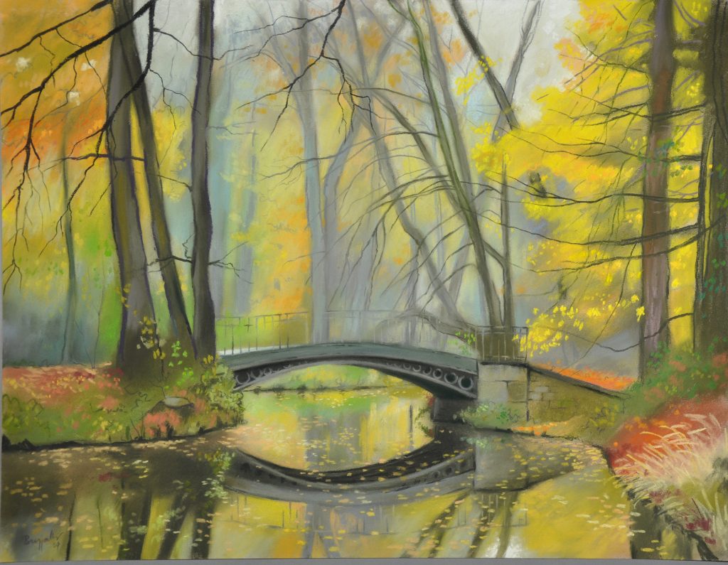 Pastell "Schlosspark Charlottenburg Feldwegbrücke " Hans-Jürgen Burggaller
