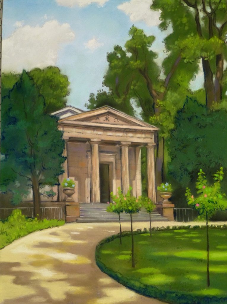 Pastell "Schlosspark Charlottenburg Mausoleum" Hans-Jürgen Burggaller