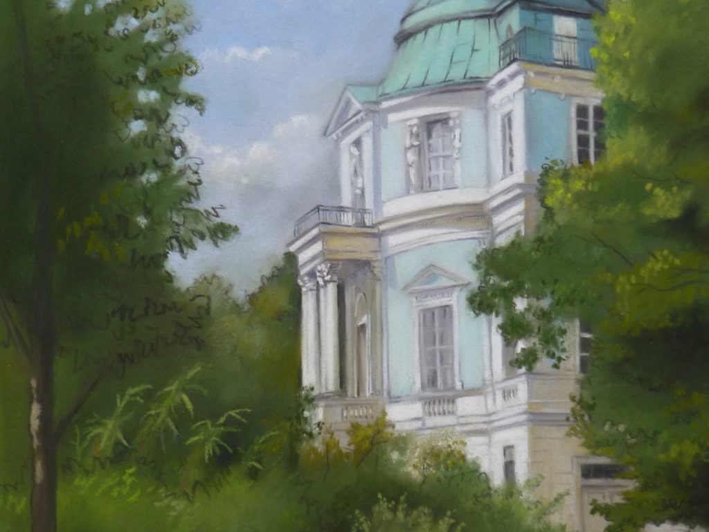 Pastell "Schlosspark Weg zum Belvedere" Hans-Jürgen Burggaller