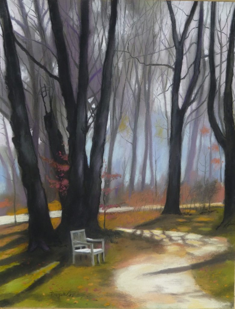 Pastell "Schlosspark Charlottenburg Wintersonne" Hans-Jürgen Burggaller