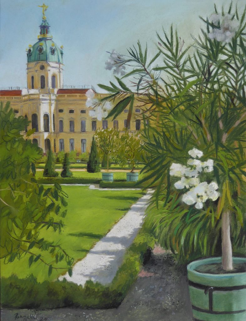 Pastell "Schlosspark Charlottenburg mit Oleander" Hans-Jürgen Burggaller