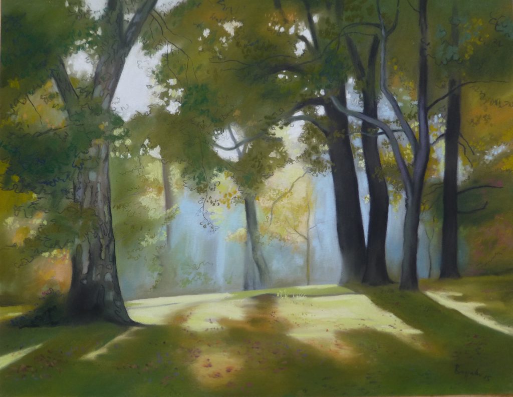 Pastell "Schlosspark Charlottenburg schräge Sonne" Hans-Jürgen Burggaller